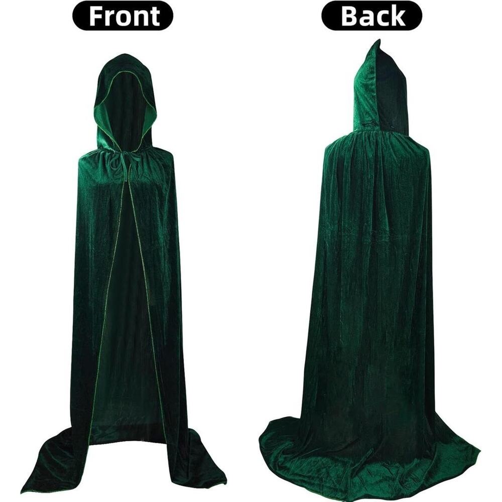 ROMASA Hooded Velvet Cape,Adult Full Length Cloak Costume Large